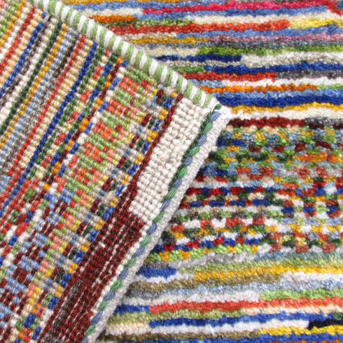 ギャッベ絨毯 「自由なボーダーデザイン」 10034885【122×81】