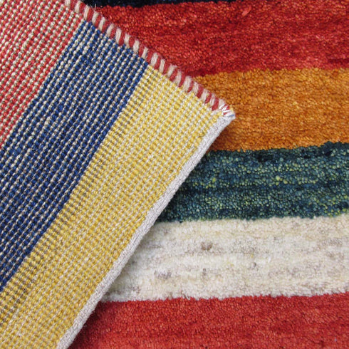 ギャッベ絨毯 「太ボーダーで魅せる彩り絨毯」 10022083【126×75】