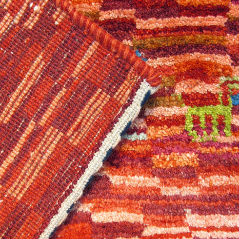 ギャッベ絨毯「赤レンガ風?」9112819【121×76】