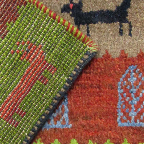 ギャッベ絨毯 「長めのヒツジ」 9223345【82×59】