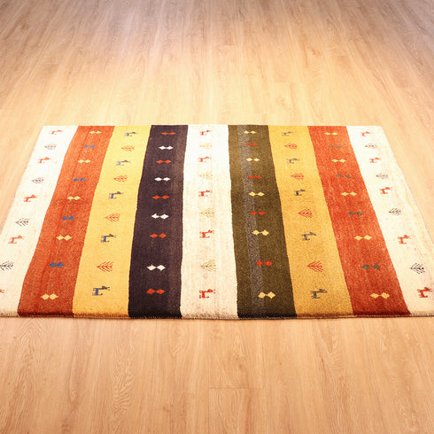 ギャッベ絨毯「カラフルなボーダー模様」10150017【180×121】