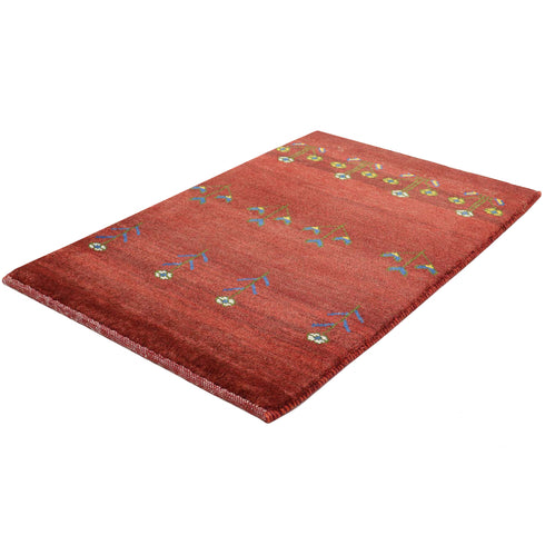 ギャッベ絨毯 「フラワーロックとパックンフラワー」 9241053【85×57】