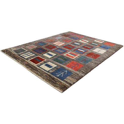 ギャッベ絨毯「しかくの森」9509283【192×149】