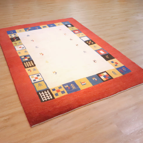 ギャッベ絨毯「カラフルな枠」9133137【295×206】