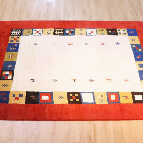 ギャッベ絨毯「カラフルな枠」9133137【295×206】