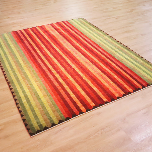 ギャッベ絨毯「赤と緑のハーモニー」 9505366【247×201】