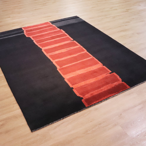 ギャッベ絨毯「温もりブラウン×情熱レッド」 970134【252×209】