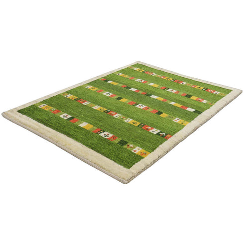 ギャッベ絨毯 「芝生と花壇」 10047233【117×84】