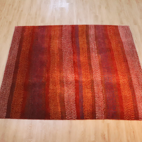 ギャッベ絨毯「赤とドットの温もり」 961882【246×205】