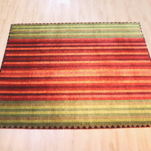 ギャッベ絨毯「赤と緑のハーモニー」 9505366【247×201】