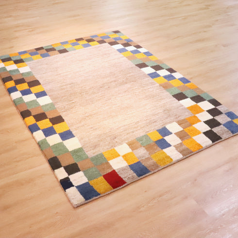 ギャッベ絨毯「市松模様のゆらぎ」9130583【218×160】