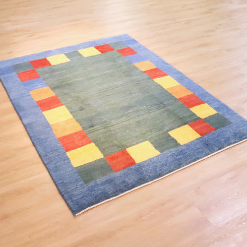 ギャッベ絨毯「カラフルな枠」9318596【219×169】