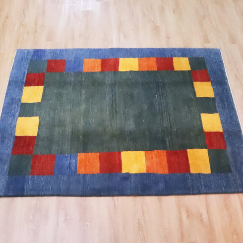 ギャッベ絨毯「カラフルな枠」9318596【219×169】