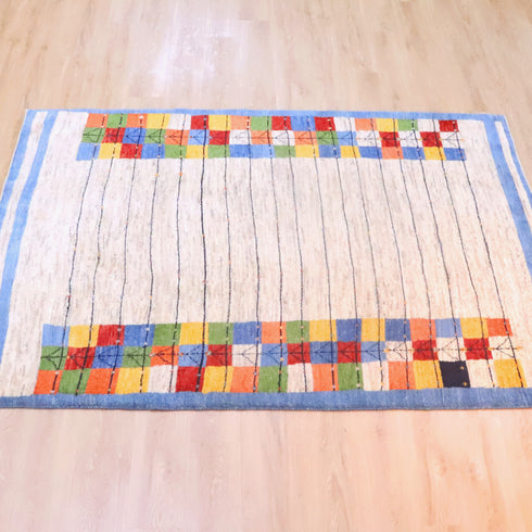 ギャッベ絨毯「虹色の四角形」10100194【237×165】