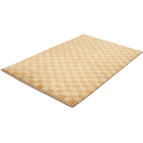 ギャッベ絨毯 「和モダンな市松デザイン」 8353152【121×79】