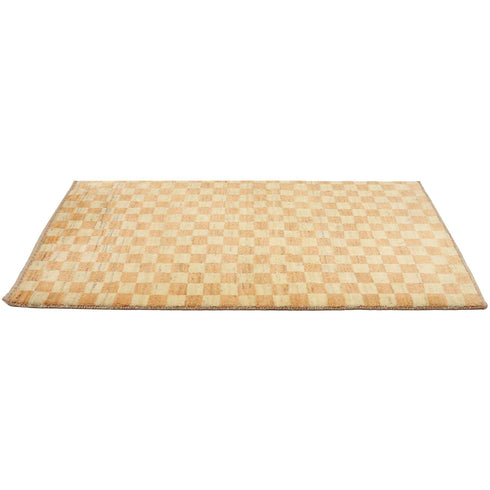 ギャッベ絨毯 「和モダンな市松デザイン」 8353152【121×79】