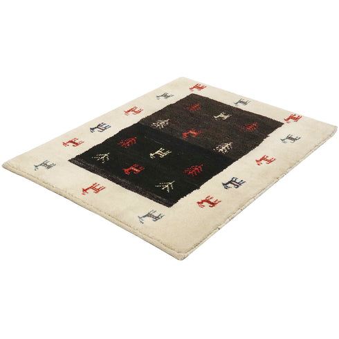 ギャッベ絨毯 「おしゃれなヤギさん」 9141083【83×65】