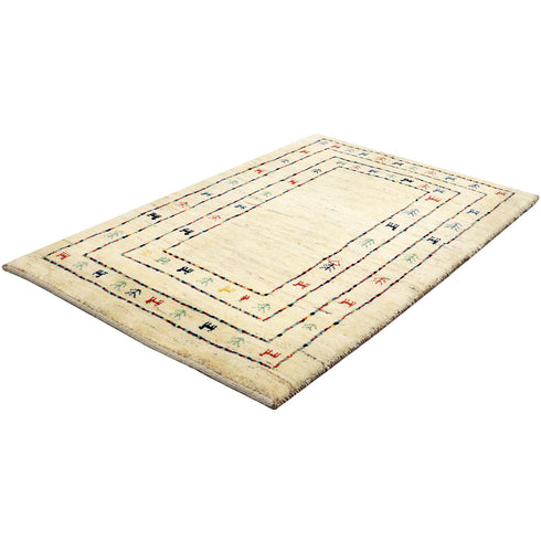 ギャッベ絨毯「穏やかなのにカラフルな枠」9206733【137×90】