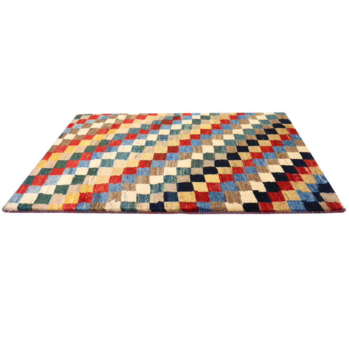 ギャッベ絨毯 「いろの市松帖」 8802402【117×79】