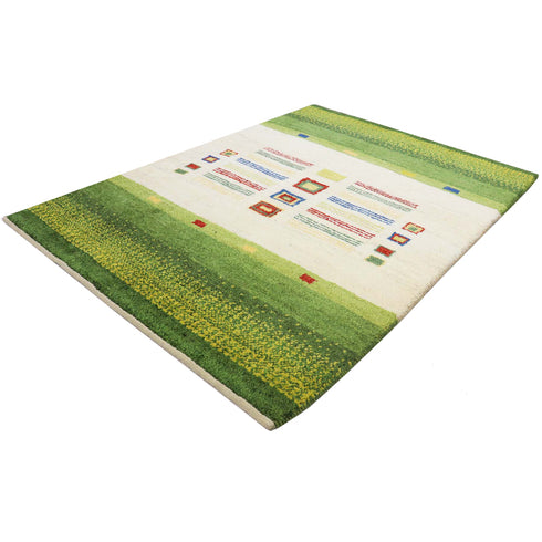 ギャッベ絨毯「レインボーカラーの文様」10009584【139×95】