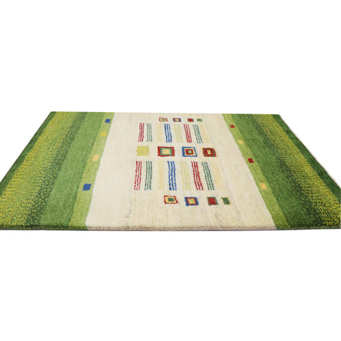 ギャッベ絨毯「レインボーカラーの文様」10009584【139×95】