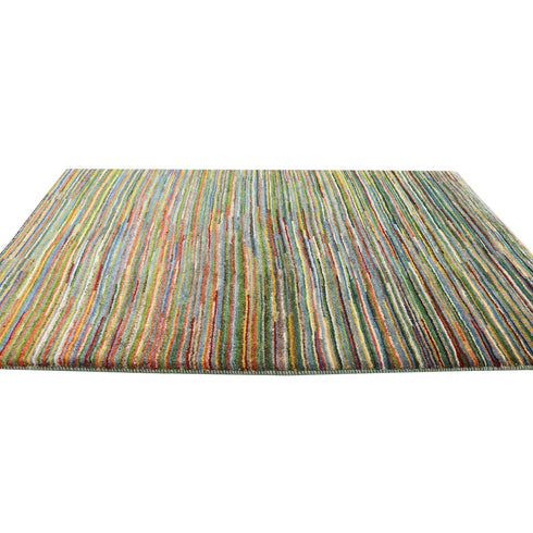 ギャッベ絨毯「カラフルボーダー模様」10032880【146×100】
