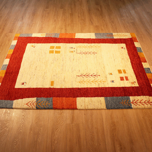 ギャッベ絨毯「仲良しの羊さん発見!」10123278【203×151】